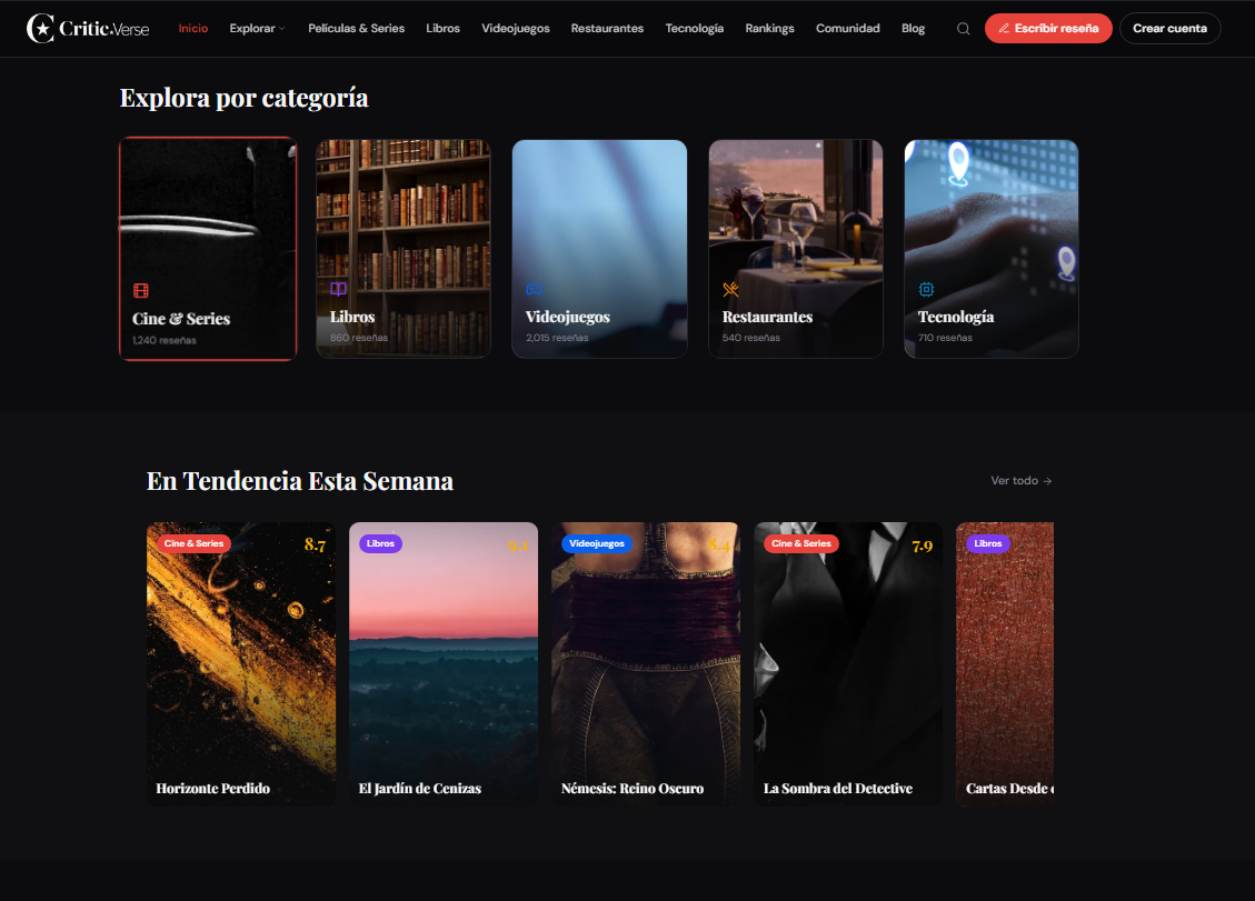 CriticVerse — vista de contenido
